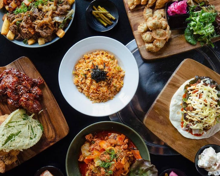 Korean BBQ spread at K-Town Korean BBQ House