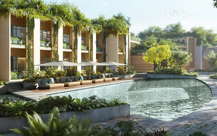 render of a resort pool