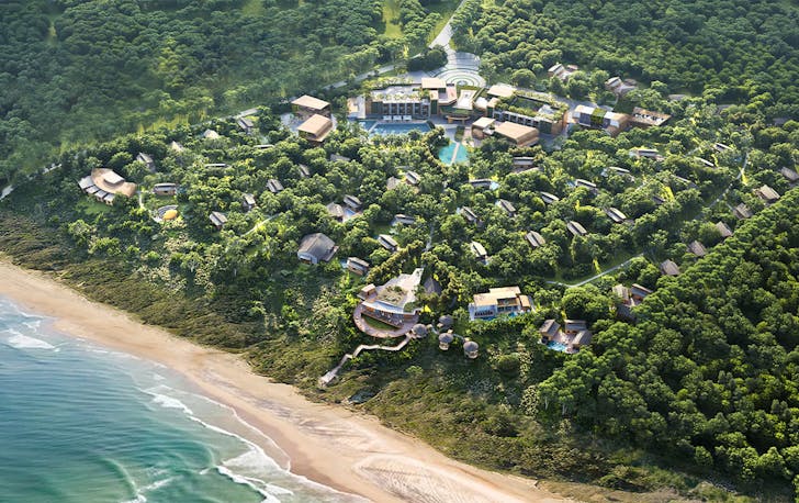 render of a resort seen from the air