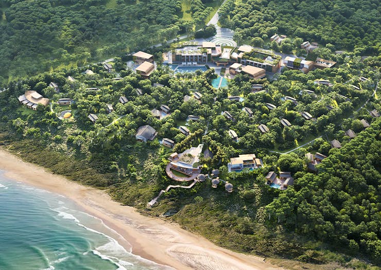 render of a resort seen from the air
