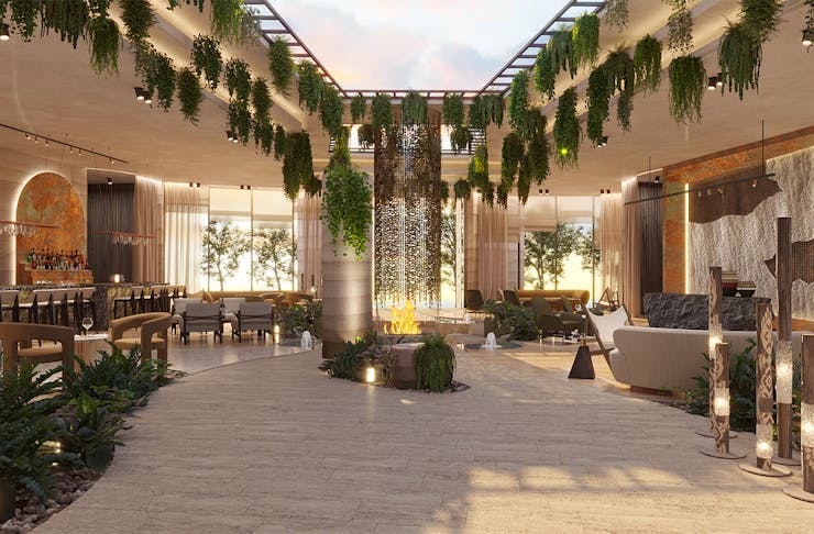 render of a resort lobby