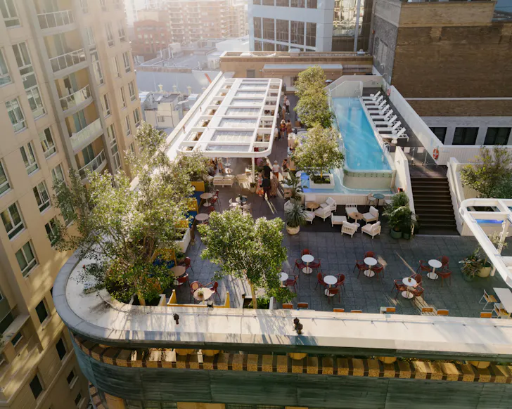 aerial view of rooftop at kimpton margot, one of the best hotels in sydney