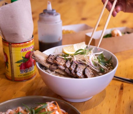 The beef short rib pho at Kinhboy Redfern. 