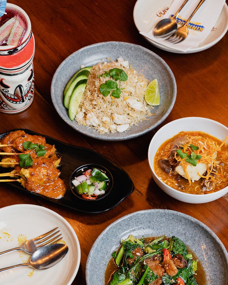 Table of shared meals and a drink