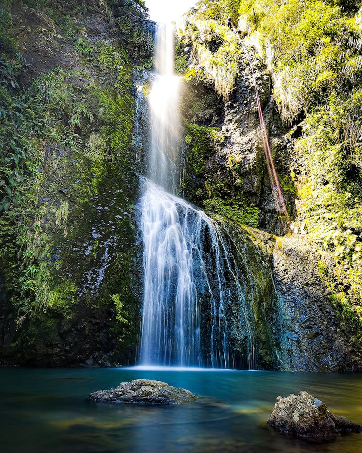 A view from the base of Kitekite Falls