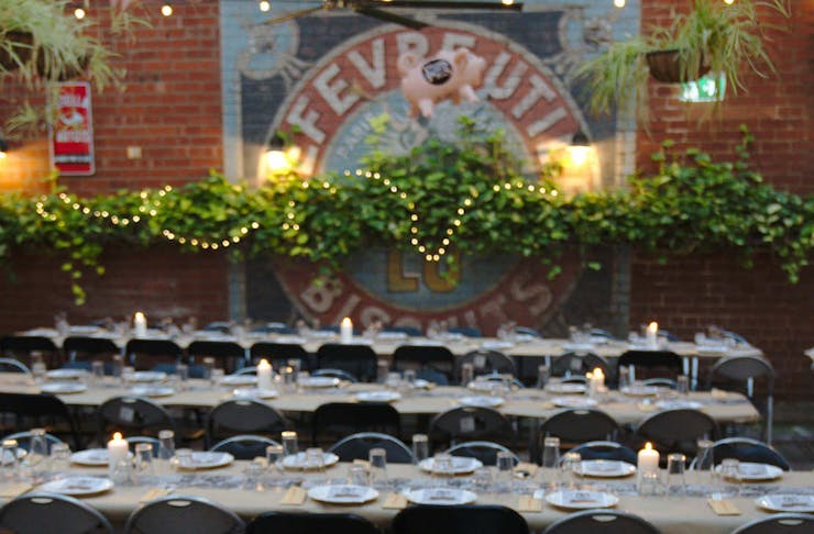 long tables at The Belgian Beer Cafe