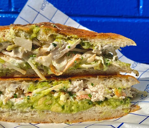 A poached chicken sandwich from Kosta's