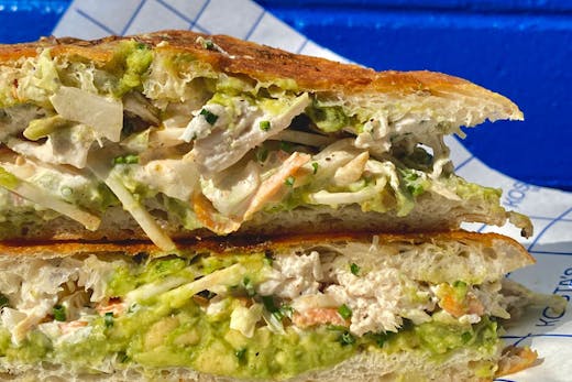 A poached chicken sandwich from Kosta's