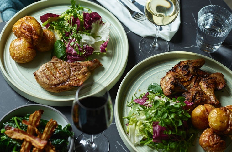 A roast dinner from Blaq restaurant in the Blue Mountains