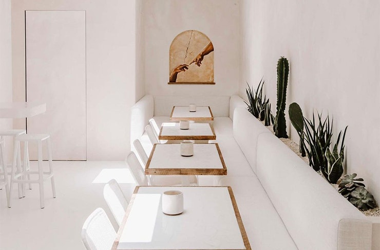 the interior of a wine bar