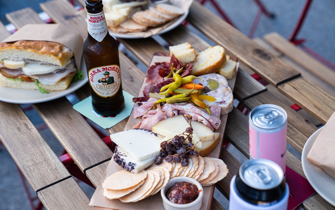 a charcuterie board on a table