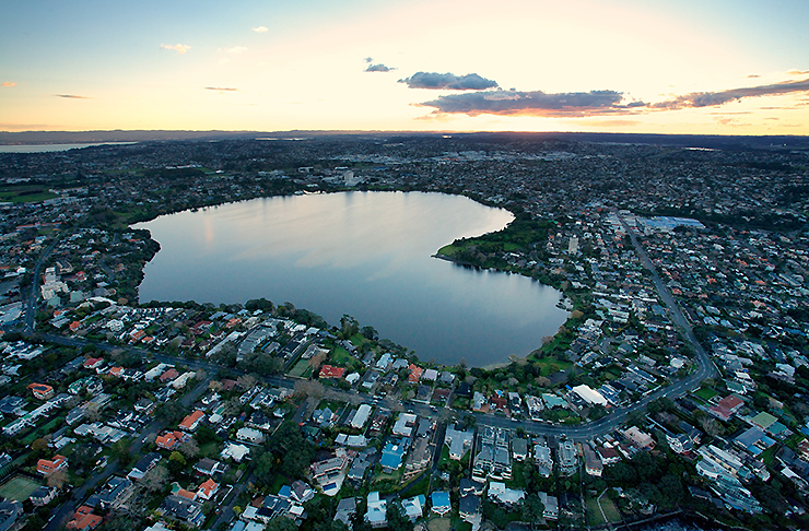 Lake Pupuke, a volcanic crater lake in Takapuna on the North Shore