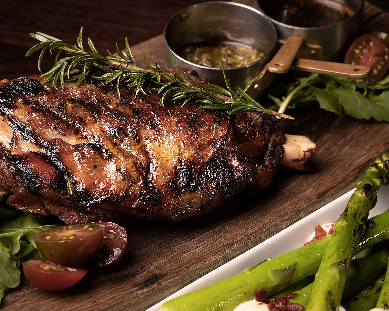 A sumptuous meal of grilled lamb with veggies on the side served at The Grille, one of Queenstown's best restaurants.