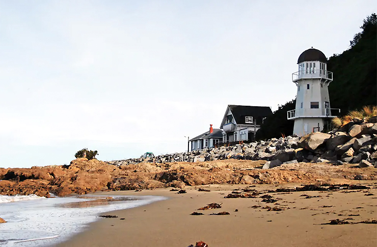 A view of the outside of the Lighthouse in Island Bay.