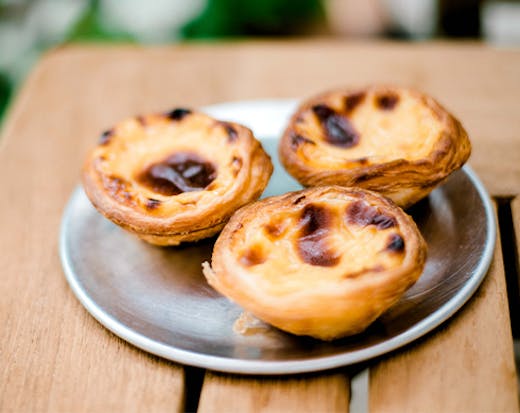 a plate of custard tarts