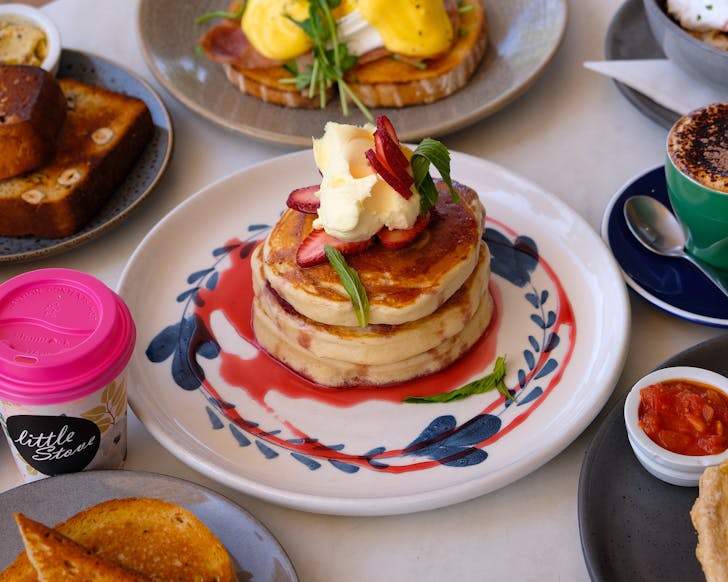 A stack of pancakes from a dog friendly cafe in Perth