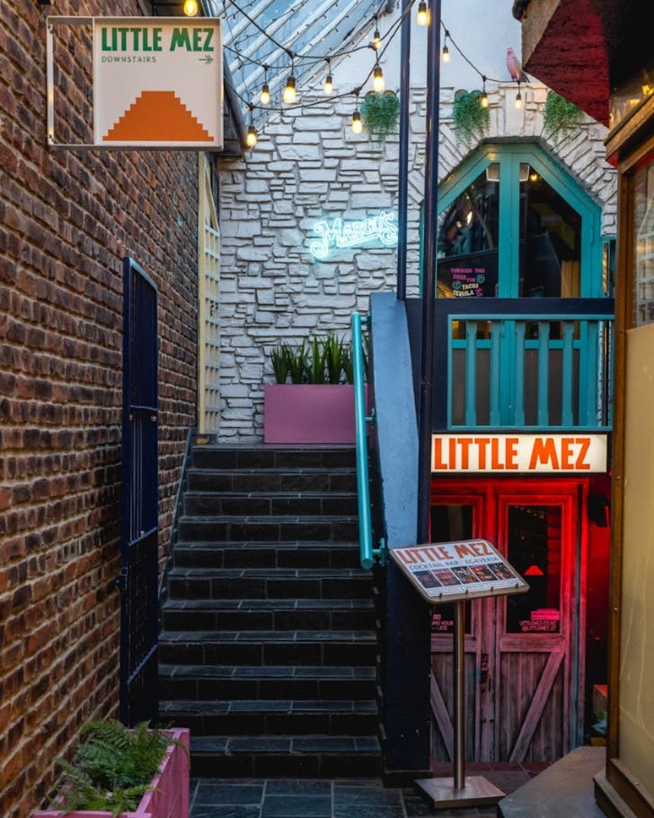 The door to Little Mez cocktail bar in Queenstown