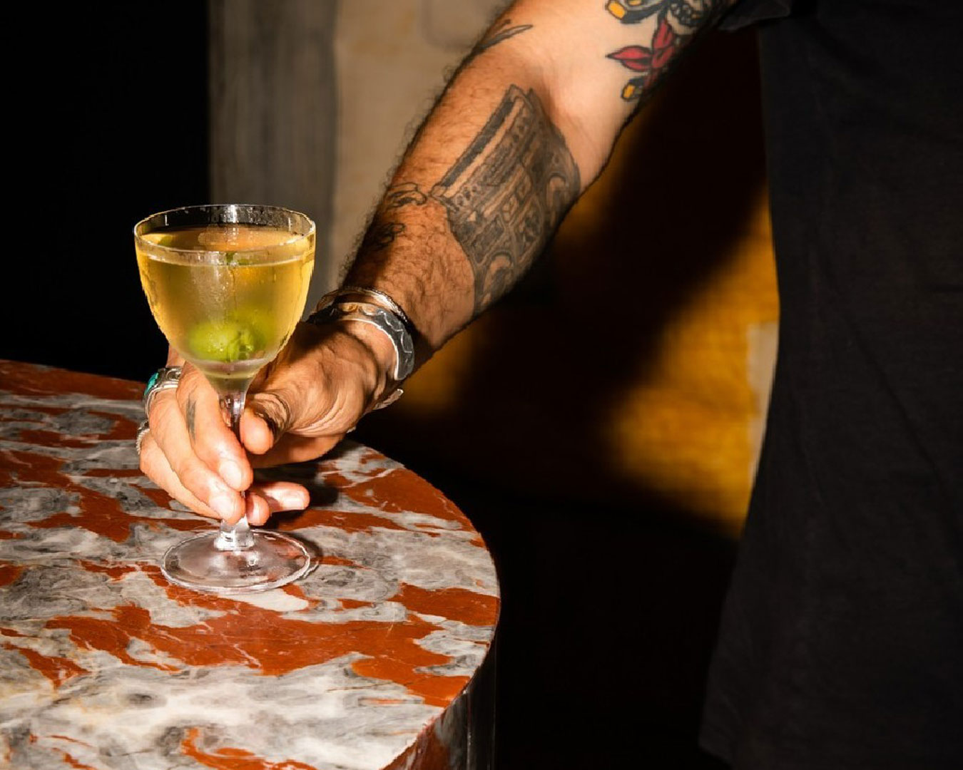 hand holding martini