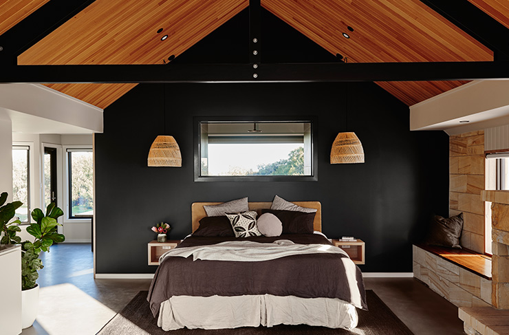 A bedroom at Lon Retreat in Point Lonsdale on Victoria's Bellarine Peninsula.