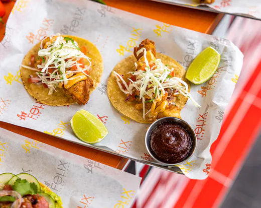 a tray of tacos