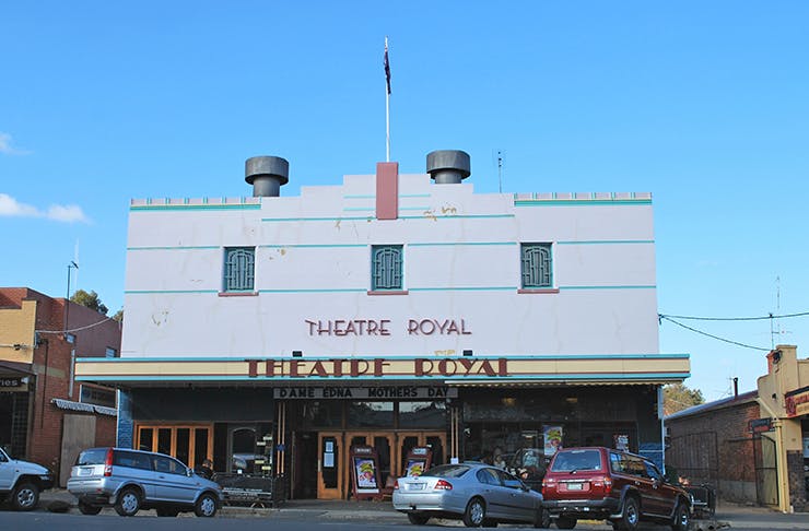 Castlemaine's Theatre Royal shining on a sunny day. 