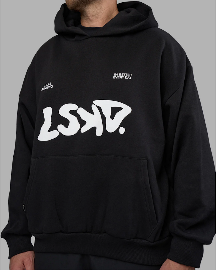 A black LSKD TRD Hoodie worn by a model.