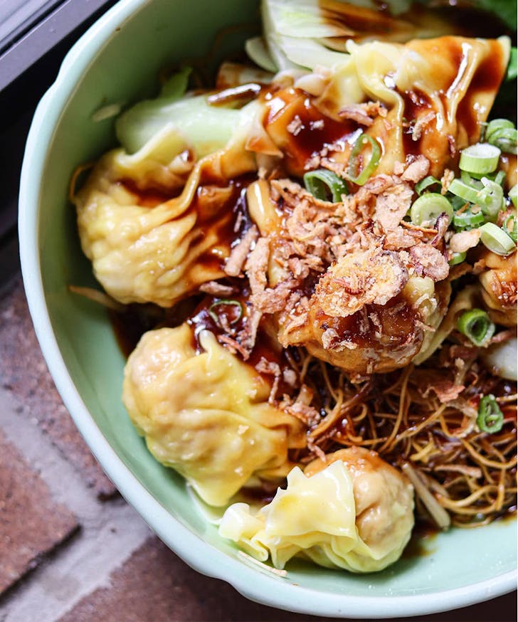 a bowl of a noodle dish