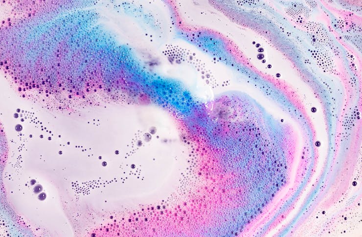 bath bubbles in a rainbow of colours