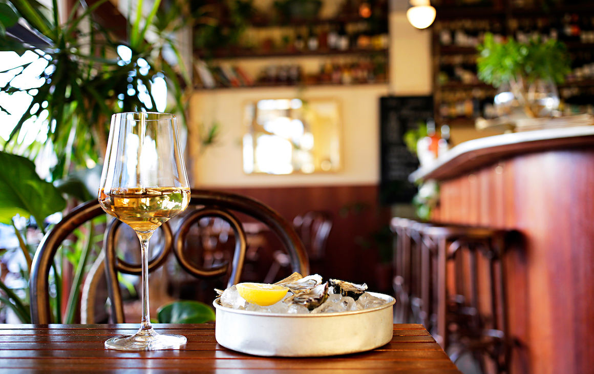 wine and oysters at Madalena's Bar in South Fremantle