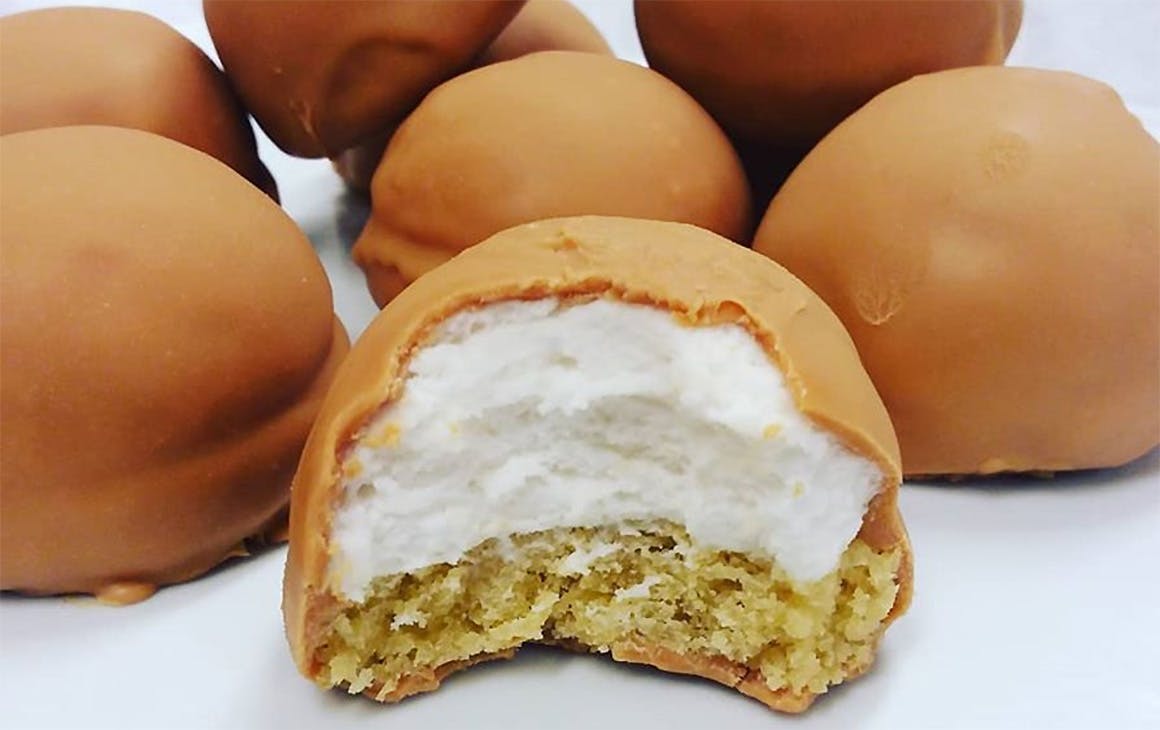 A caramilk-inspired mallow puff from Kookie Haus