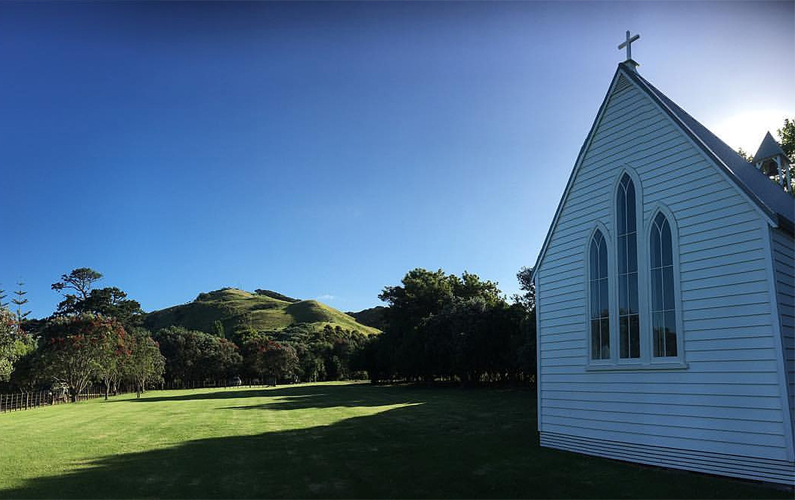 The little chapel at Man O' War vineyard, one of the most beautiful places to get married in New Zealand.