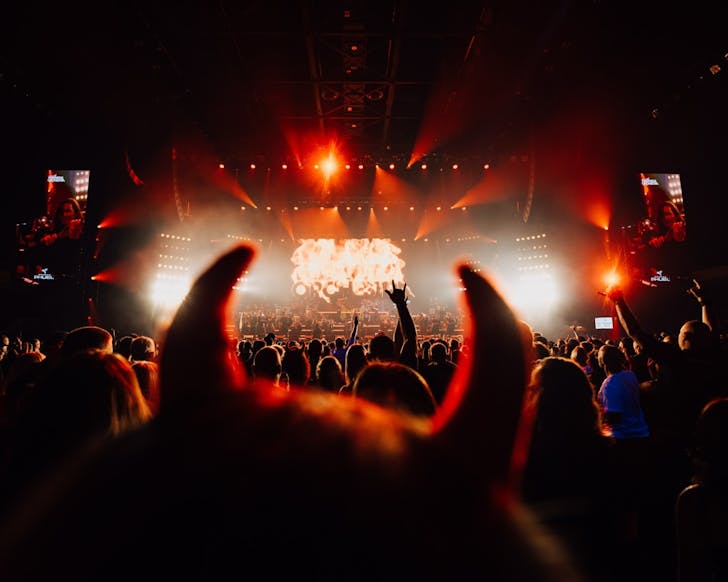 Amongst the crowd at Full Metal, devil horns in the air.