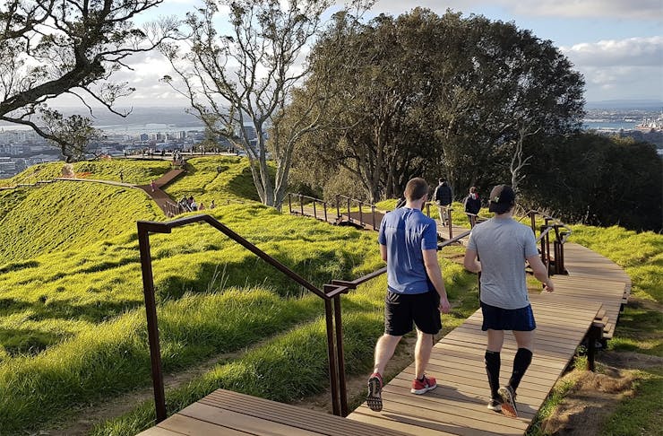 An image showing the new boardwalk at the Summit of Mount Eden