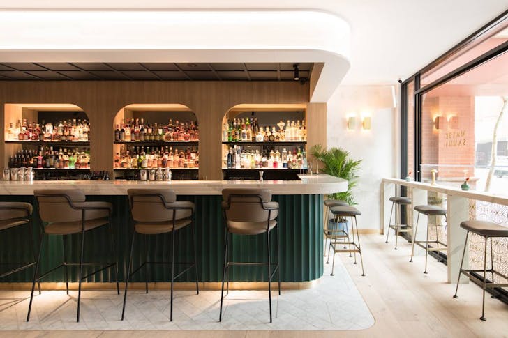 Bar with chairs.