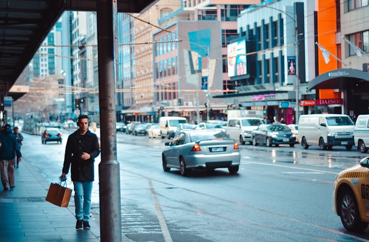 a busy city street in melbourne.