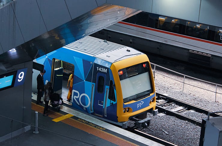 Instant Myki top-ups by a train.