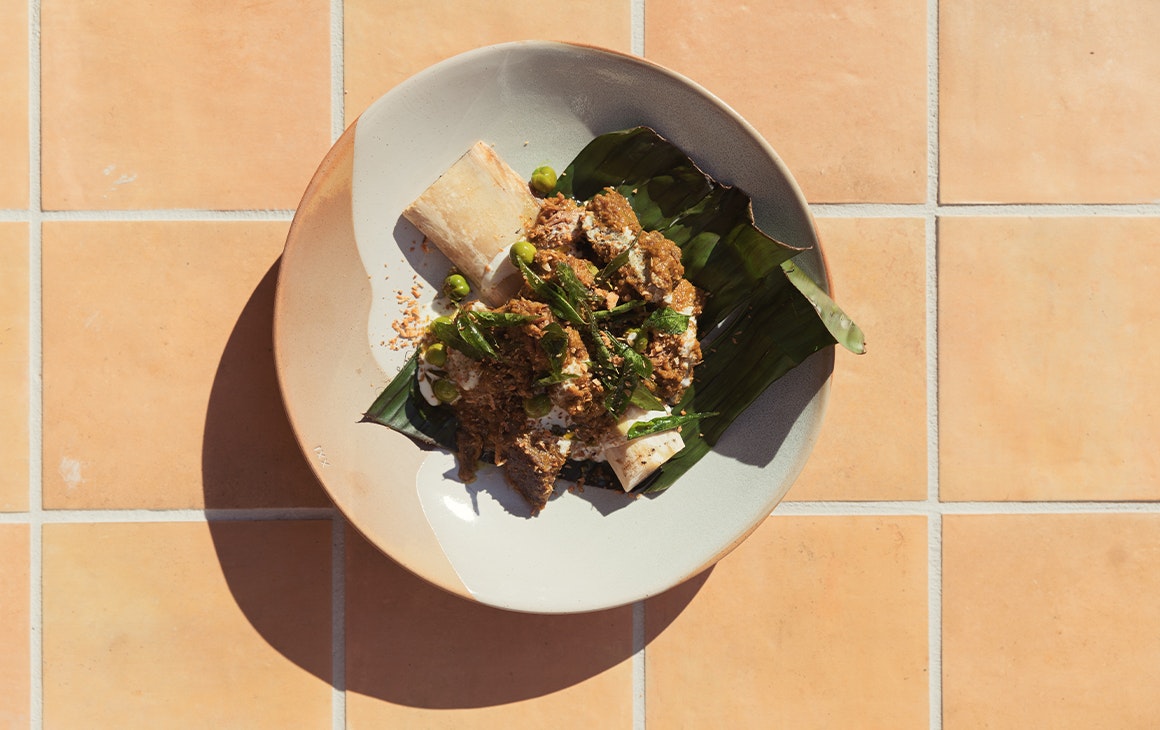 a plate of curry ribs