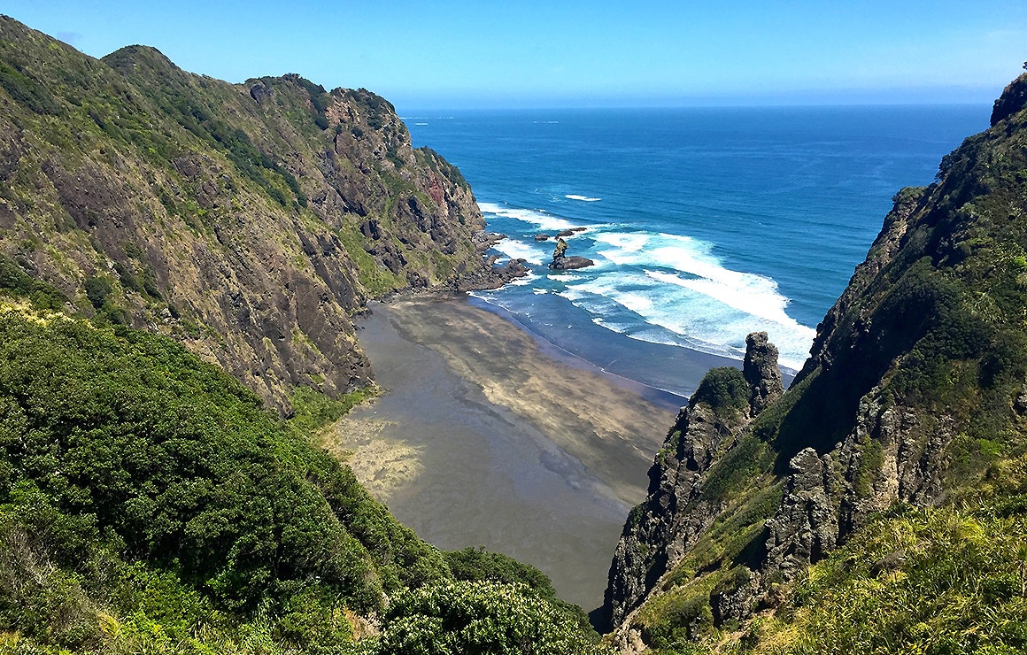 Mercer Bay from the top of the Ahu Ahu track.