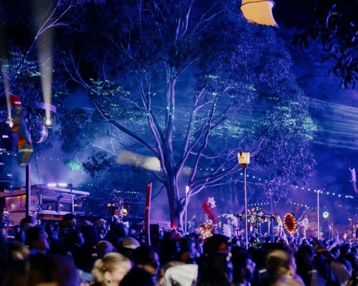 meredith music festival 2025, nighttime at the festival captured