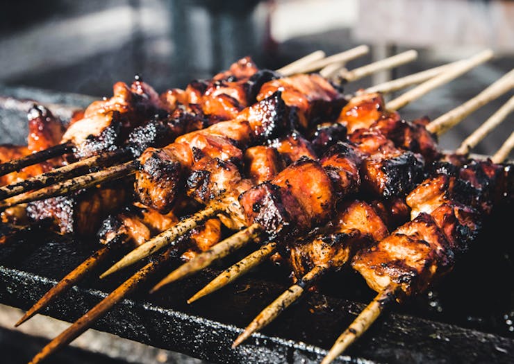 Skewers on a barbecue 