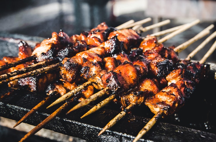 Skewers on a barbecue 