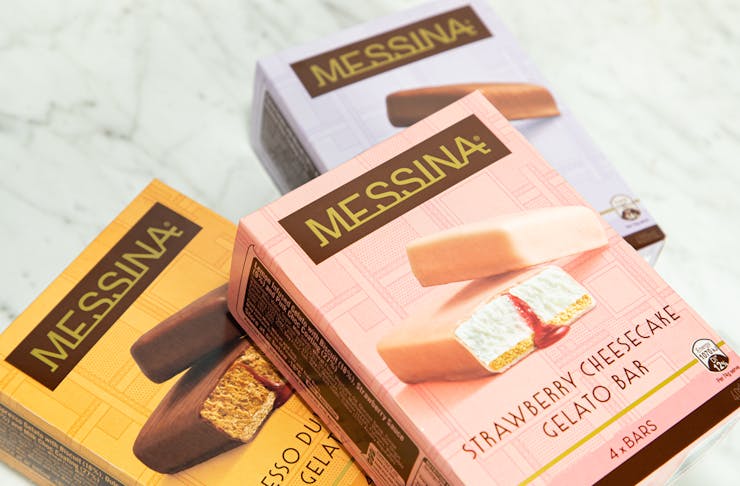Three boxes of Messina Gelato Bars.