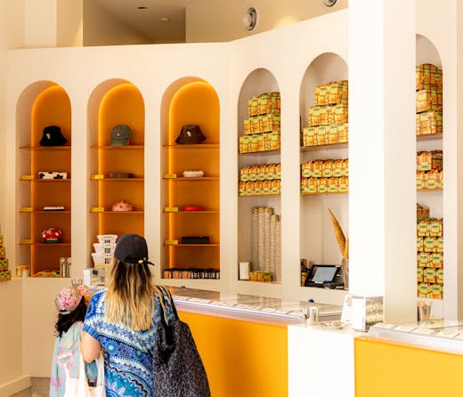 Messina boxes line the walls at Messina in Manly. 