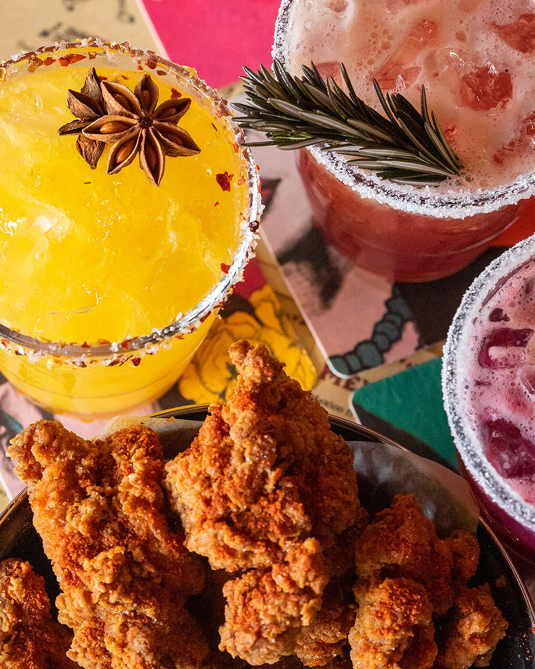 Mexico's famous fried chicken with Frida's Margaritas.