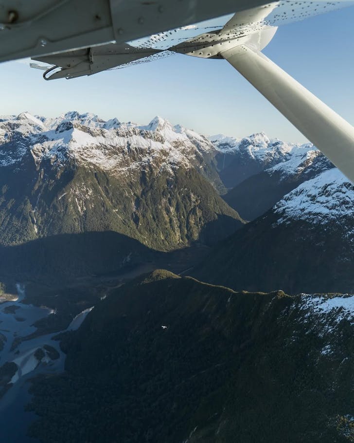 View from a scenic flight over Milford Sound