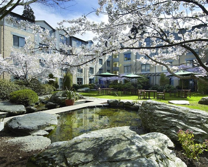 The pretty garden at Millennium Hotel Queenstown