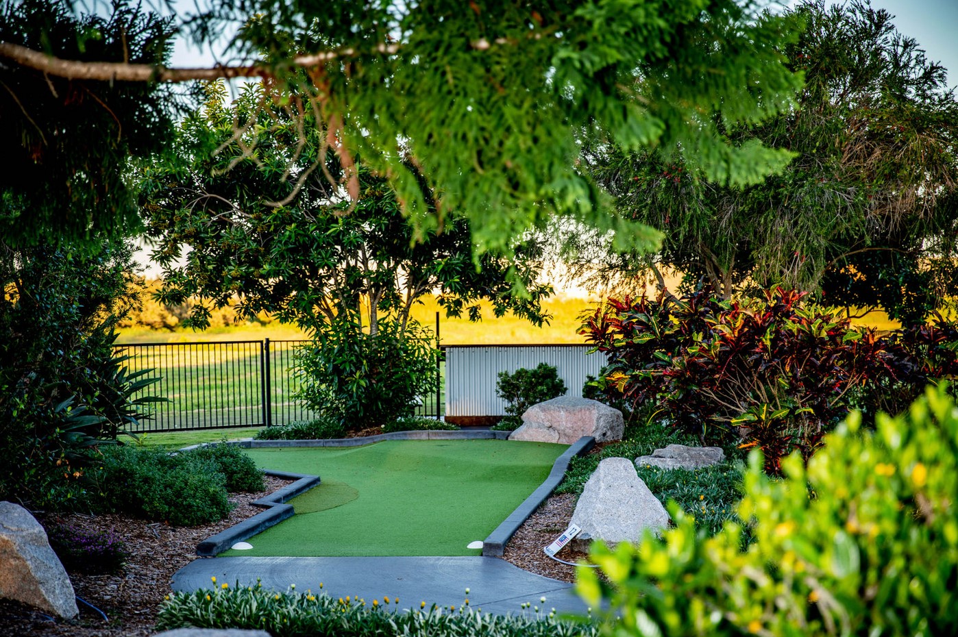 a leafy mini golf green 