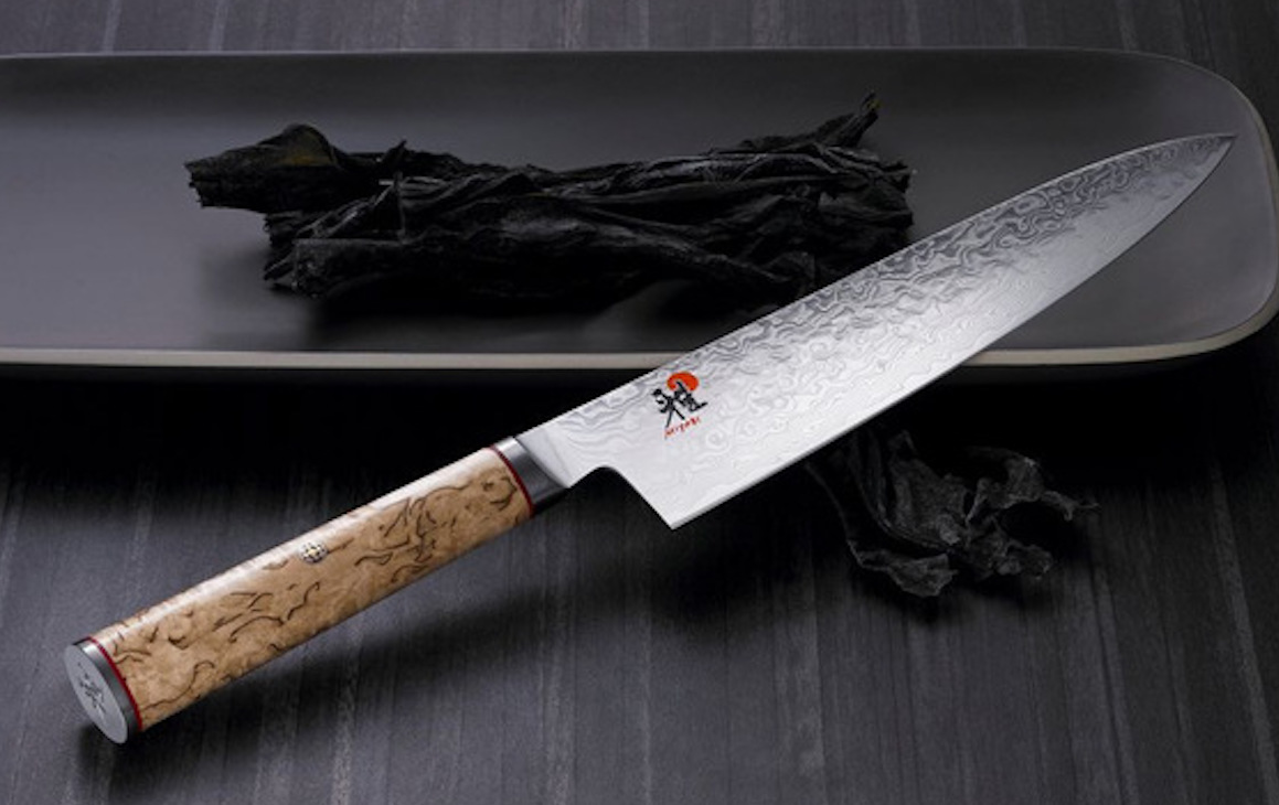 one of the knives from the Miyabi 2 Piece Knife Set