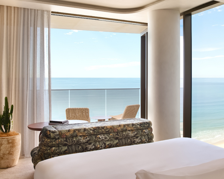 hotel bedroom with ocean view at the mondrian gold coast 