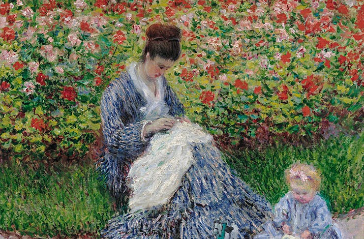A painting by Claude Monet of a woman and her baby.